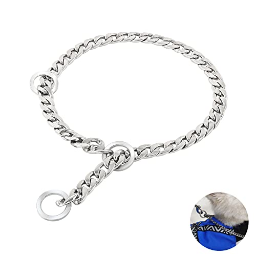 Collares de Cadena para Perros Collar de Estrangulamiento de Acero Inoxidable 304 Fuerte Ajustable y Duradero para Perros Pequeños Medianos y Grandes para Entrenar Caminando (S)