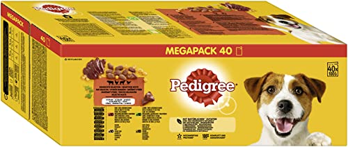 Pedigree Vital Protection Carnes en Gelatina para Perros, Sabor Pollo, Vacuno, Aves y Cordero, 40 x 100 g