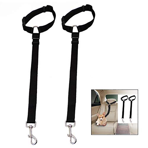 iPobie Arnés de Perro Cinturón de Seguridad de Coche Ajustable de Seguridad para Perro Gato Cinturón de Seguridad Ajustable para Perro, Accesorios de Viaje (Negro)