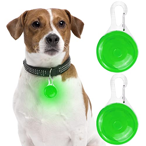 2 Collar LED Perro, Luz Collar Luminoso Perro, Pet Cat Dog Collar Light Luces de Seguridad Luminoso Impermeable para Mascotas por Caminar por la Noche con 3 modos intermitentes, Verde