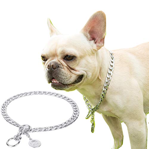 JYHY Collar de cadena de metal de acero inoxidable P Chock para perro, collar de entrenamiento para caminar, suministros para mascotas para perros pequeños, medianos y grandes/S-45 cm