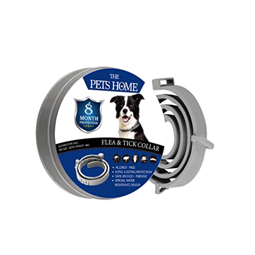 THE PETS HOME Collar Antiparasitario contra Pulgas y Garrapatas para Perros, Control Antipulgas Sirve 8 Meses de Protección, Collar Antipulgas de 62cm para Mascota Pequeño Mediano Grande 1 PCS