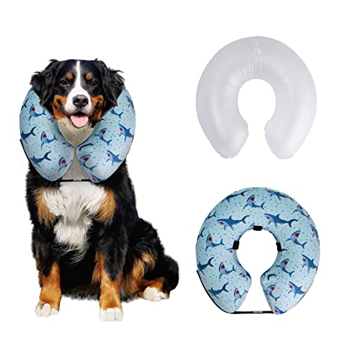 CuteBone Cono de Perro Inflable con Cubiertas de Forro Polar Suave extraíbles para Perros pequeños/medianos/Grandes y Collar de Donut para Gatos después de la cirugía GWB05L-ES