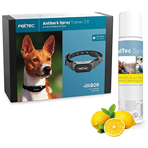 PetTec Collar Antiladridos Perros con Señal Pulverizada automática, Incluye Aerosol con Fragancia de Limón, Adiestramiento para Acabar con los Ladridos de Perros Grandes y pequeños