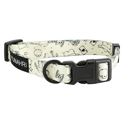 Collar para Mascota YUNAHRI – Collar con diseño, Talla M, Perro o Gato, poliéster, Cierre de Seguridad - Diseño Vintage