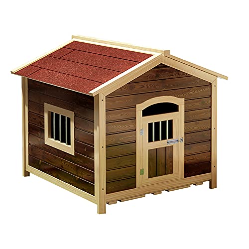 JHKGY Caseta De Madera para Perros De La Perrera Al Aire Libre,Muebles Impermeables Resistentes A La Intemperie para Mascotas,Caseta para Perros con Puerta para Uso Interior Y Exterior,Rojo,S