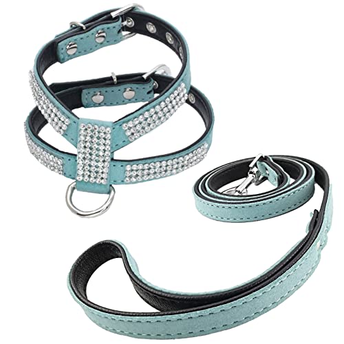 Newtensina Moda Perro arnes con Diamantes y Correa Linda Mujer Bling Pequeña Perro arnes con Correa para Perro