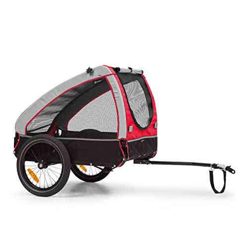 Klarfit Husky Vario Carrito para Perros Bicicleta 2 en 1, Remolque para Bicicletas Convertible, Lona 600D, Reflectores, Bandera Advertencia y Arnés Seguridad, Perros Pequeños/Grandes 45kg MAX.