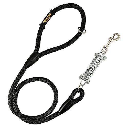 Correa para Perros, Amortiguador, Antitirones, para Perros medianos y Grandes, Fabricada en España. 120cm. Negro