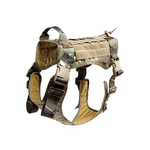 AiKoch Perro Servicio De Nylon 1000D Táctico Modular Arnés De Trabajo Caza Chaleco Coat (Color : MC Camo, Size : XL)