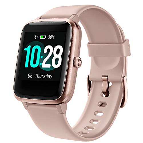 Keweni ID 250L Correa, Correa de Repuesto de Silicona Suave, Correas de Reloj Deportivas Ajustables para Reloj Inteligente ID 205 / 205L / ID 215G (Oro Rosa)