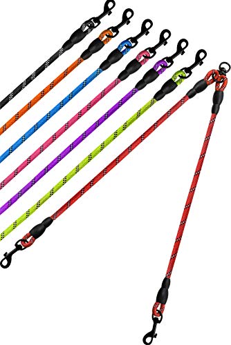 Taglory Correas Dobles/Correa de Perro para Dos Perros/Acoplador Divisor Fuerte para Perros pequeño medianos Grandes/Giratorio 360 ° sin enredos/Cuerda de escalada/75cm Rojo