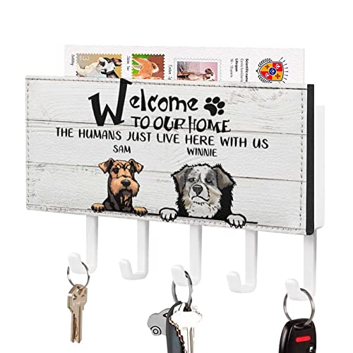 Bienvenido a nuestro hogar llavero personalizado nombre de perro soporte de pared ganchos para llaves soporte para perros Live Here autoadhesivo colgador organizador clásico para correo decoración