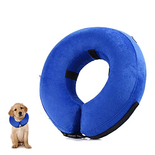 YAMI Collar de recuperación Inflable para Perros, Cono de Cuello isabelino Ajustable para Mascotas Recuperación de cirugía o heridas (S)