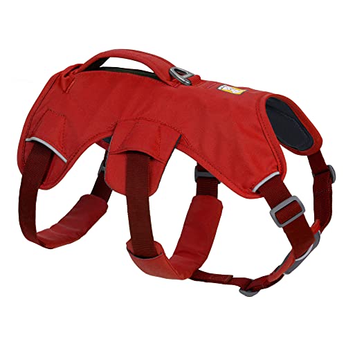 RUFFWEAR Web Master,Arnés multiuso para perros con asa, ajustable, arnés antiescape, 2 accesorios para uso diario, senderismo o asistencia de movilidad, XXS (33-43 cm), rojo, 30103-607S2