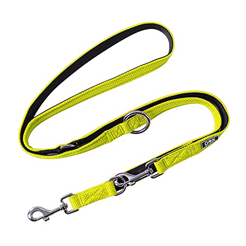 DDOXX Correa Perro Multiposición Air Mesh, Ajustable en 3 tamaños, 2m | Muchos Colores & Tamaños | para Perros Pequeño, Mediano y Grande | Correa Accesorios Doble 2 Gato Cachorro | Amarillo, XS