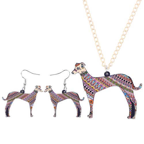 AdronQ®  Conjuntos de Joyas Collar de Perro de Galgo acrílico Pendientes Gargantilla Collar Joyería Primavera Mujer