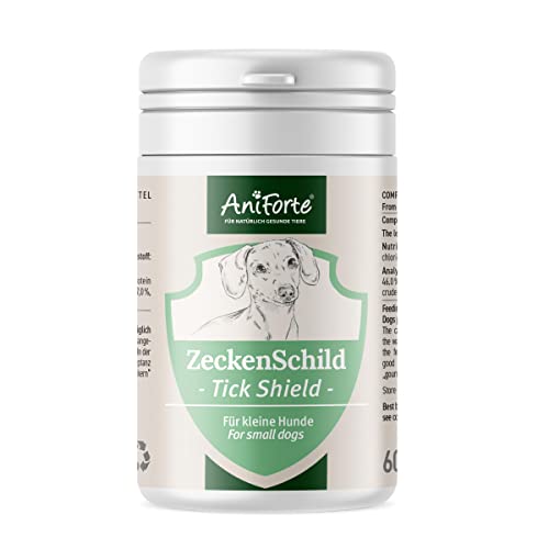 AniForte Tick Shield para Perros (hasta 10 kg) 60 cápsulas. Producto 100% Natural. Complejo de Vitamina B Que Actúa como Escudo Anti-Garrapatas y Parásitos.