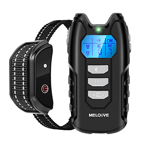 Meloive Collar de Adiestramiento para Perros, Modos de Pitido, Vibración y E, Pantalla LCD con Retroiluminación