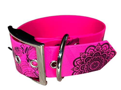 Collar para perro de material BioThane decorado, ancho grande (contorno de cuello: 35-40 cm, fucsia)