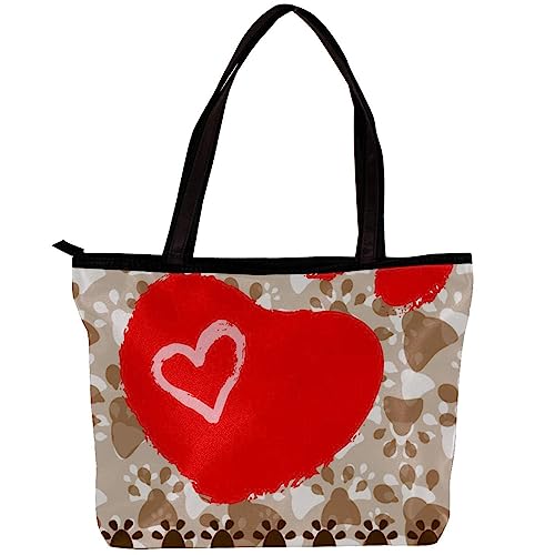 suojapuku Bolso de mano,bolso de hombro,monederos grandes y bolsos de mano para mujer,amo a mi perro pata de corazón rojo,Bolsas de compra