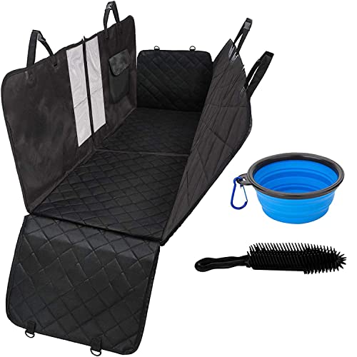 smartpeas Funda De Asiento De Coche para Perro XXL - Cubierta Acolchada – Talla Universal 165X142X50Cm + Cepillo De Pelo Y Bol para Perros Plegable