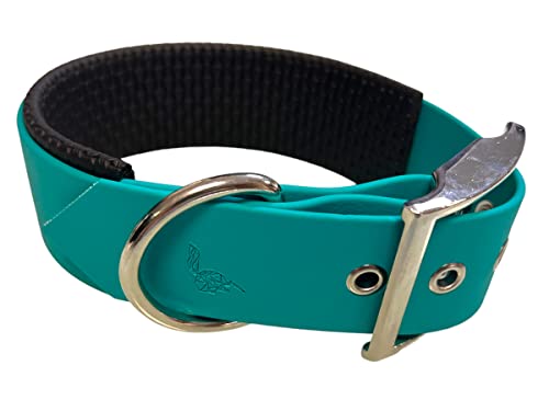 Collar para perro de material BioThane acolchado, ancho grande, color a elegir (contorno de cuello: 45-55 cm, teal)