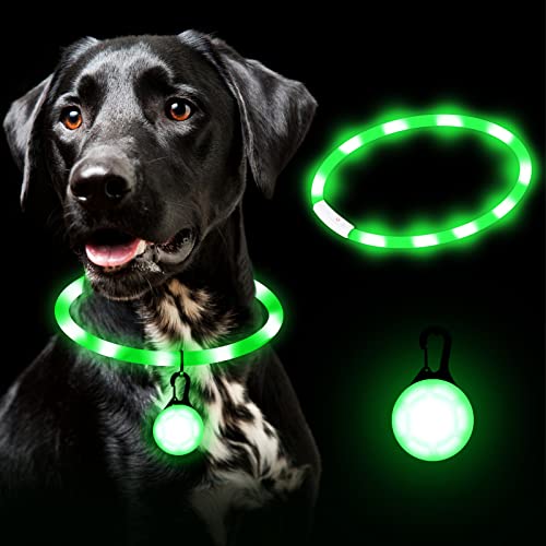 FORMIZON 2 Piezas Collar Luminoso Perro, Collar Luminoso LED Perro Impermeable Ajustable, 4 Modos Collar Perro Luz Recargable, Collar LED Perros Brillante para Perros Gatos Pequeños Medianos Grandes