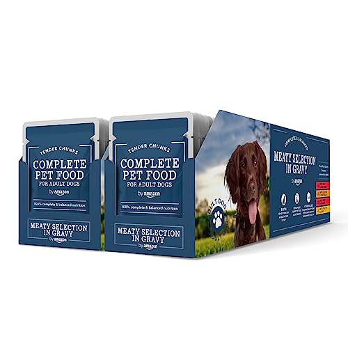 by Amazon Alimento Completo Para Perros Adultos - Selección de carne en salsa, 4,8kg (48 Paquetes de 100g) (Anteriormente Marca Amazon - Lifelong)