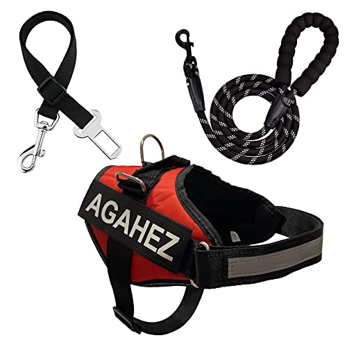 Agahez - Arnes para Perro Antitirones - Arnes Seguridad Coche Perro - Cinturon Perro Coche - Arnes Perro Mediado - Arnés Cinturón Homologado Adiestramiento (L)