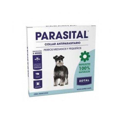 Collar Antiparasitario para Perros Pequeños y Medianos de Parasital - Zotal, Repelente ante Mosquitos, Pulgas y Garrapatas. Activo Frente la Leishmaniasis