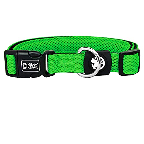 DDOXX Collar Perro Air Mesh, Ajustable, Acolchado | Muchos Colores & Tamaños | para Perros Pequeño, Mediano y Grande | Collares Accesorios Gato Cachorro | Verde, L