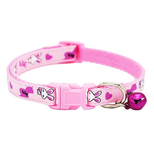 U-M Lindo conejo de dibujos animados impreso hebilla de liberación rápida gato cachorro collar collar de perro - rosa calidad estable