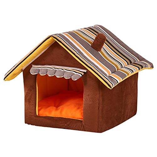 JEELINBORE Plegable Portátil Caseta Casa para Mascota Cama para Perro o Gato (Café, S: 35 * 30cm)