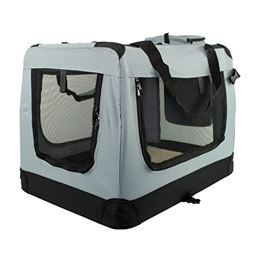 Mobiclinic, Balú, Transportín para Mascotas, Transportín para Perros, Gatos, Conejos, cobayas, Transportín Portátil y Transpirable, Talla M, Soporta 10 kg, 57x38x44 cm, Plegable, Gris