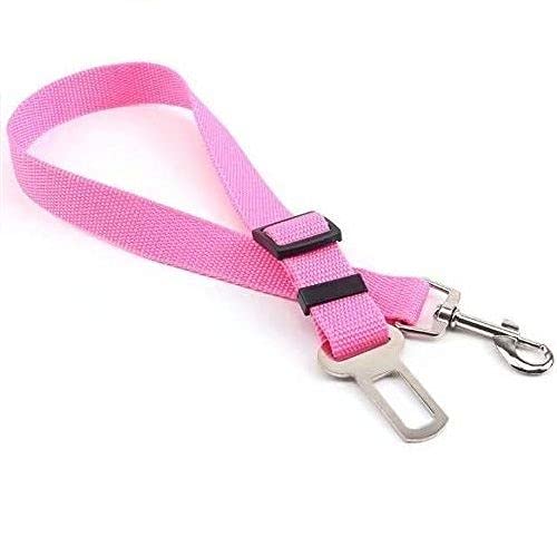 CABLEPELADO Cinturón de Seguridad para Perros 0.75 Metros - Hebilla cinturón - Longitud Ajustable - Correa con Hebilla - Gancho 360º - Color Rosa