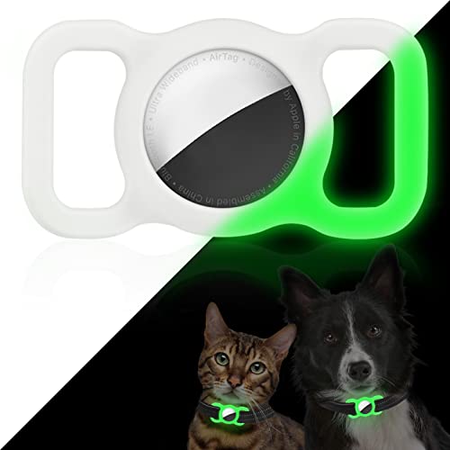 Ainiv Airtag Collar para Perro, 1 Pieza Funda de Silicona Airtags para Apple AirTag, Funda Protectora, Antipérdida Airtag GPS Finder para Mascota, Perro, Gato Collar (Verde Luminoso)