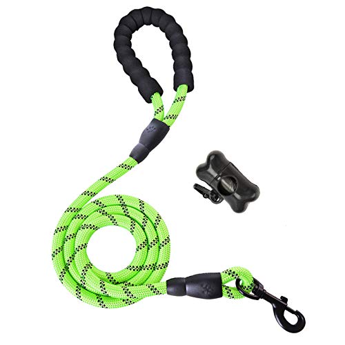 Litthing Correa para el Perro Nylon Ajustable Negro sólido Reflectante 150 cm para Perros Grandes o medianos Adecuado para Correr Senderismo Correr(Verde A+)