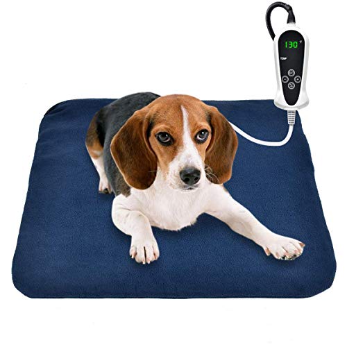 RIOGOO Almohadilla térmica Mascotas, Almohadilla eléctrica para Perros y Gatos Alfombrilla de Calentamiento Interior con Apagado automático 45x 45cm (18x18in)