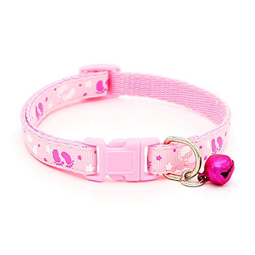 Collar para mascotas, lindo patrón de patas de moda para mascotas con campana para perros pequeños collar - rosa