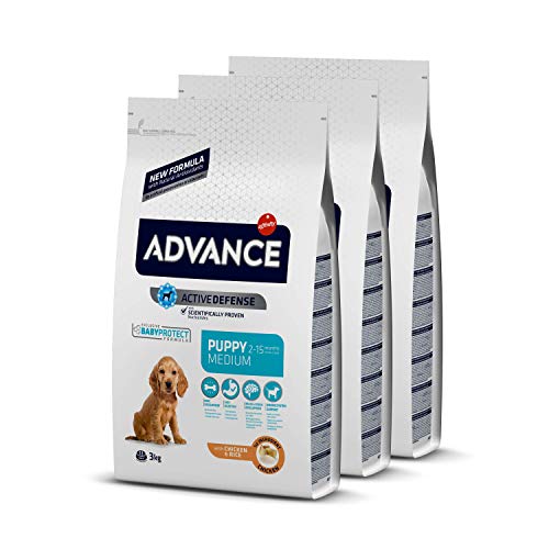 ADVANCE Puppy Medium - Pienso Para Cachorros De Razas Medianas Con Pollo - Pack De 3 x 3 kg - Total 9 kg