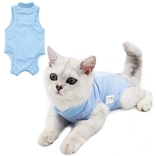 WDEC Traje de recuperación Profesional para heridas Abdominales o Enfermedades de la Piel, después de la cirugía, Ropa para el hogar, Alternativo para Gatos y Perros (M, Azul)