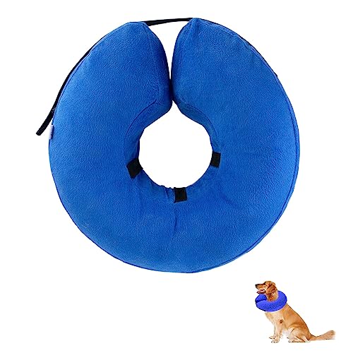 Collar de Perro Inflable de Protección Ajustable Collar de Recuperación Inflable para Gato Perro Collarin para no Rascarse Mascota Protección para Recuperación de Cirugía o Heridas,Azul(L-13cm*38cm)