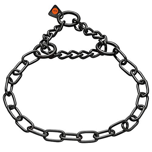 Collar para Perro Herm Sprenger -Protector de Piel de Acero Inoxidable Negro - -Eslabón Mediano - Collar de Entrenamiento Profesional - Cadena de ensamblaje - Cadena Deslizante de corrección