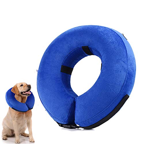 YAMI Collar de recuperación Inflable para Perros, Cono de Cuello isabelino Ajustable para Mascotas Recuperación de cirugía o heridas (L)