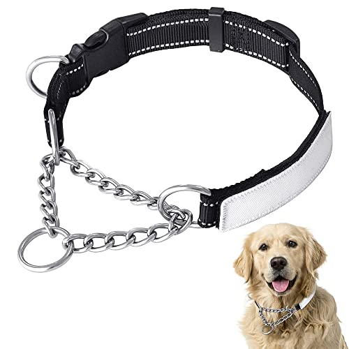 DYD Collar Antitirones para Perros Martingale Collar con Placas Personalizadas, Collar Reflectante Nylon y Ajustable, Collares Adiestramiento para Perros (M)