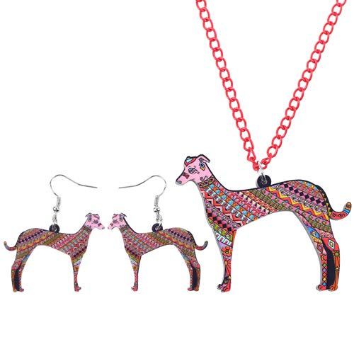 AdronQ®  Conjuntos Collar de Perro Galgo acrílico Pendientes Gargantilla Collar Joyería Primavera Mujer Mujer