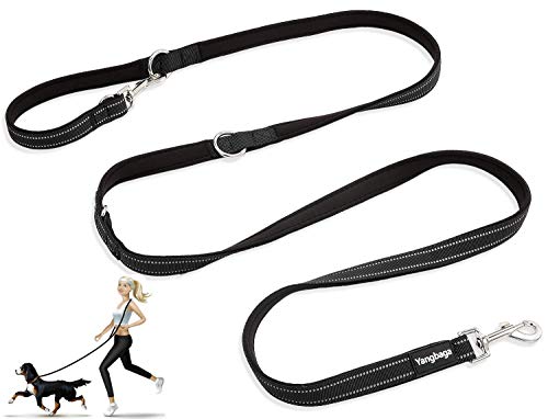 Yangbaga Correa para Perros Multiposición, Correa Perro adiestramiento Nylon Correa Doble, 4 Longitudes para Perro Pequeño Perro Mediano y Perro Grande, Negro（216cm）