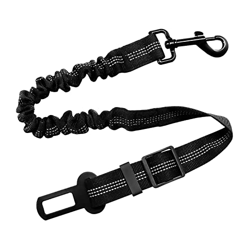 TOHDNC Cinturon Perro Coche, Cinturón de Seguridad para Perro con Elástica Cinturón Perro Coche Ajustable Reflectantes Arnés Perro Coche para Grande, Mediano y Pequeño Perros Gatos (Negro-L)