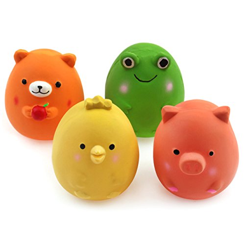 Chiwava 4PCS 6 cm Squeak látex Juguetes para Cachorros Divertido Animal Conjuntos Mascota interactiva Jugar para pequeño Perro Multicolor